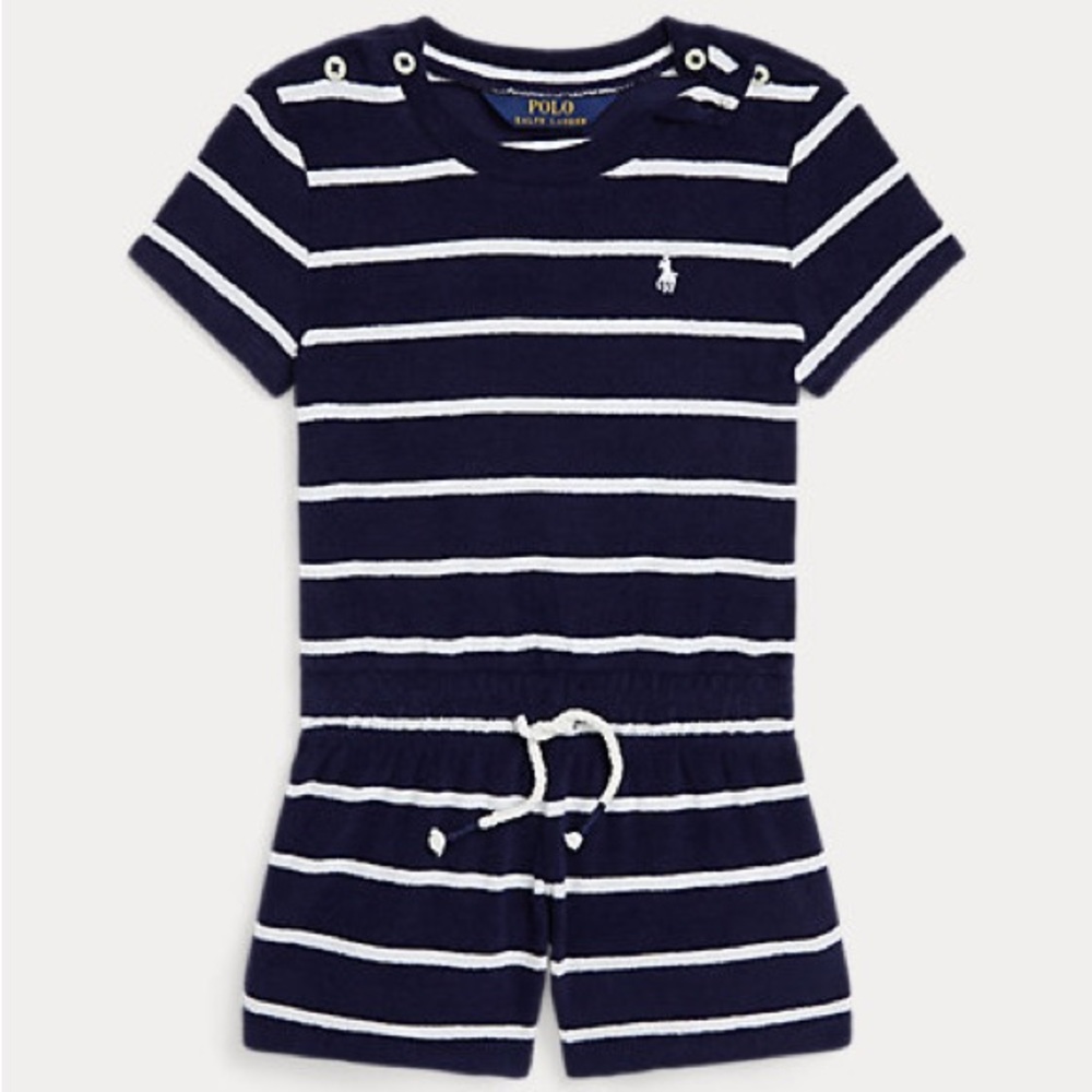 POLO RALPH LAUREN Striped Terry Romper (Size 2T)